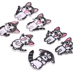 Premium Computer Embroidered Patch with Cute Little Cat Design, Fabric Patch to Decorate and Repair Holes on Clothes, Back Glue