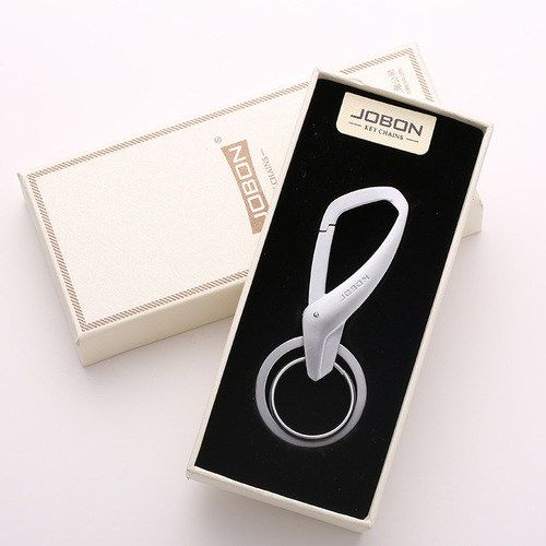 jobon China keychain new simple creative car key waist hanging double ring metal keychain pendant for men