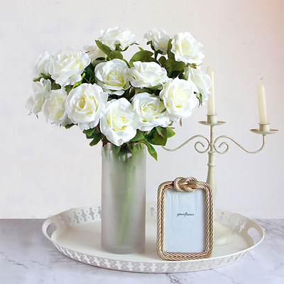 浪漫北欧风ins单支玫瑰花仿真花束 仿真花假花装饰婚庆手捧花婚礼