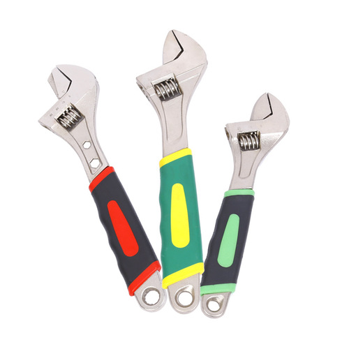Self-produced and self-produced set handle wrench adjustable wrench 8 inches 10 inches 12 inches live mouth adjustable wrench two-color rubber set wrench