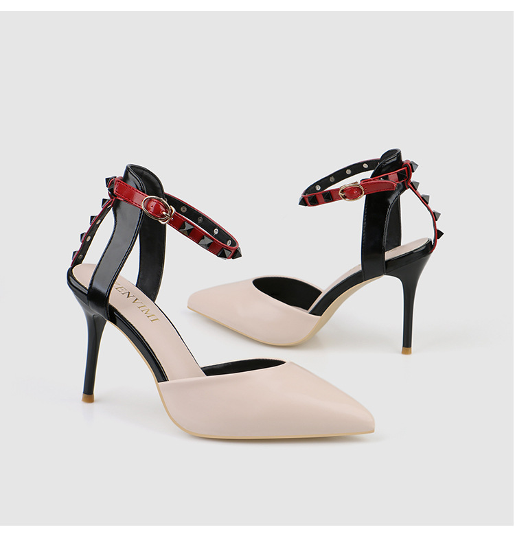 289-9 high heel ladies sandals 2019 summer new pointed sexy rivet fashion simple women's single shoes