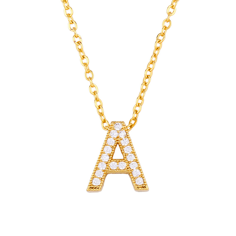 Fashion Letter Copper Gold Plated Zircon Necklace display picture 4