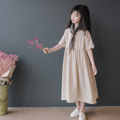 Girls' Spring and Summer 2024 New Medium and Large Children's Literary Long Dress for Girls, Fashion Princess Dress, Parent-Child