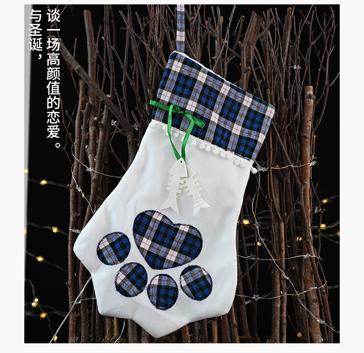 New Christmas Decorations Plaid Claw Christmas Socks Dog Paw Socks Cat Paw Socks Gift Socks display picture 4