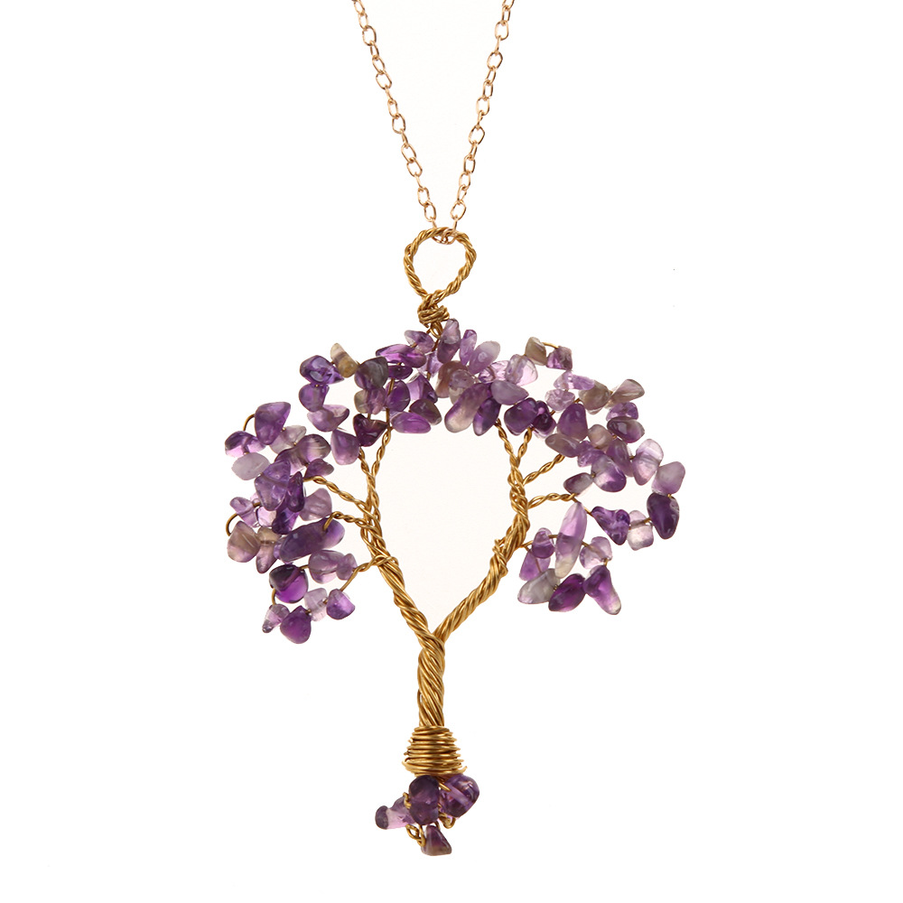 Fashion Tree Alloy Plating Natural Stone Pendant Necklace 1 Piece