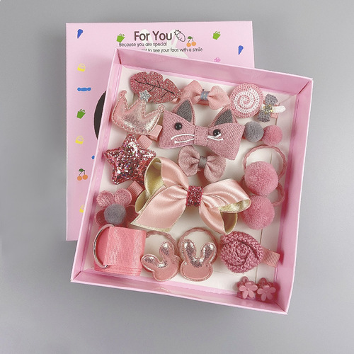 Korean style hair accessories, children's hairpins 18-piece set, girls' hair accessories, baby's cute hair ties, girls' hairpins, baby headbands