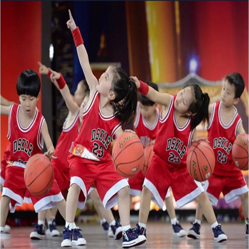 children Basketball clothes suit kindergarten Costume pupil girl baby Autumn and winter motion train Blue jersey