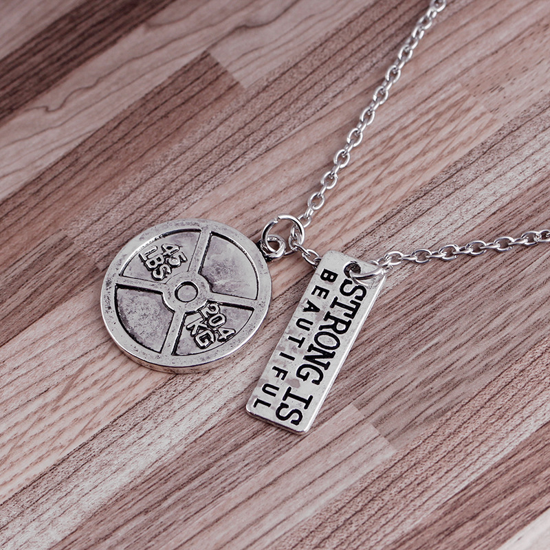 New fashion Weakness is a choice English alphabet small kettlebell necklace nihaojewelry wholesale