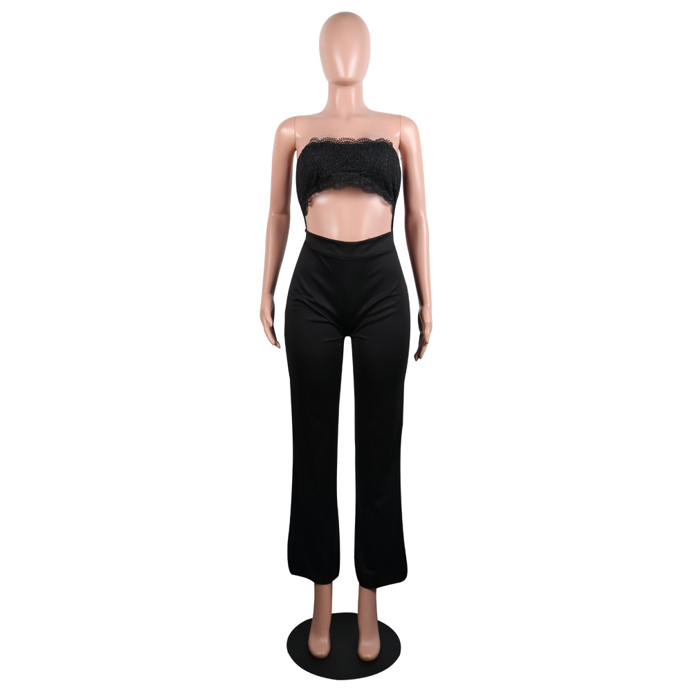 Boutique Sexy Solid Color Lace Jumpsuit