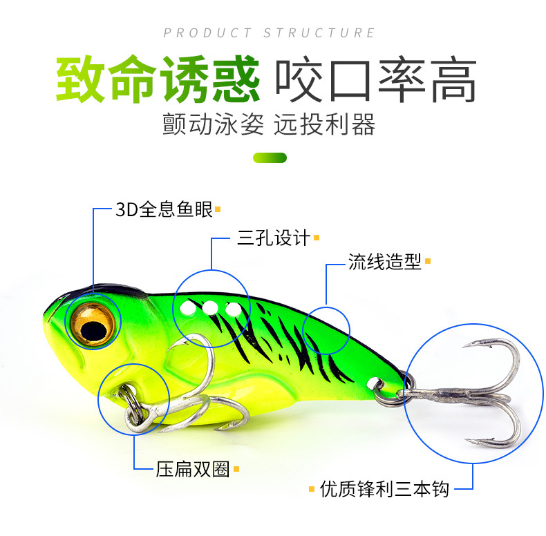 Sinking Metal Blade Baits VIB Baits Fresh Water Bass Swimbait Tackle Gear