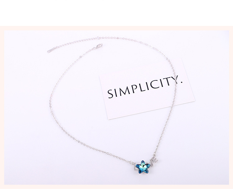 1 Piece Fashion Letter Star Alloy Inlay Rhinestones Womenu0027S Pendant Necklace