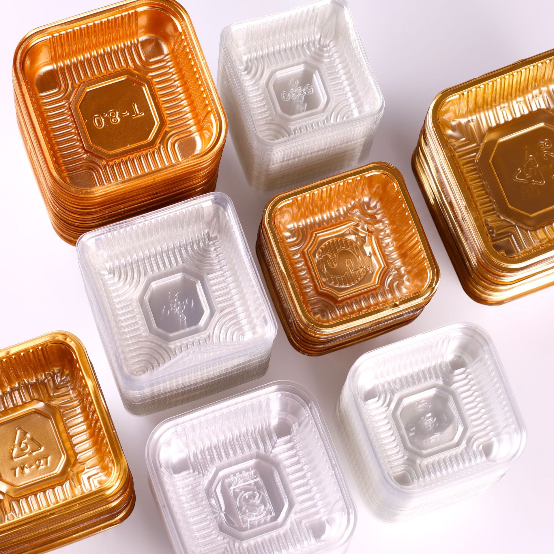 中秋透明月饼托金色蛋黄酥塑料底托50g80g100g125g烘焙y月饼内托