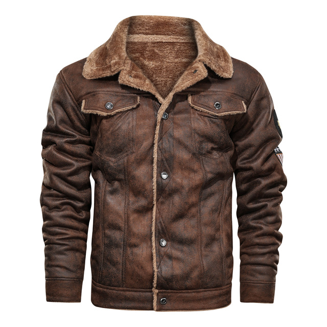 Autumn and winter men’s Lapel plush fur one piece coat casual jacket for men