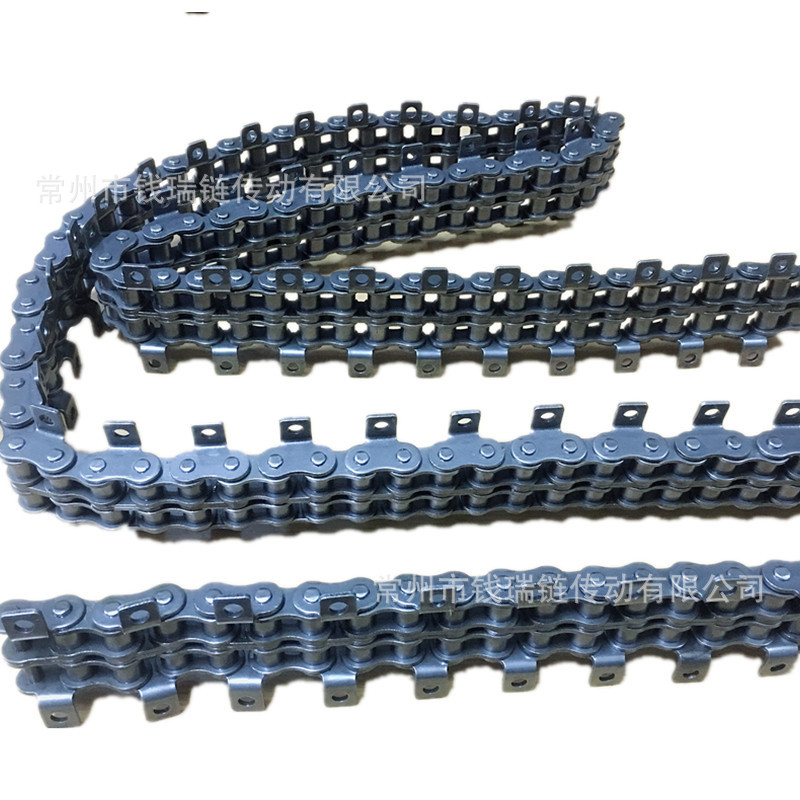 4分08B双排双边弯板单孔链条428滚子传动链条双排双侧带耳朵链条