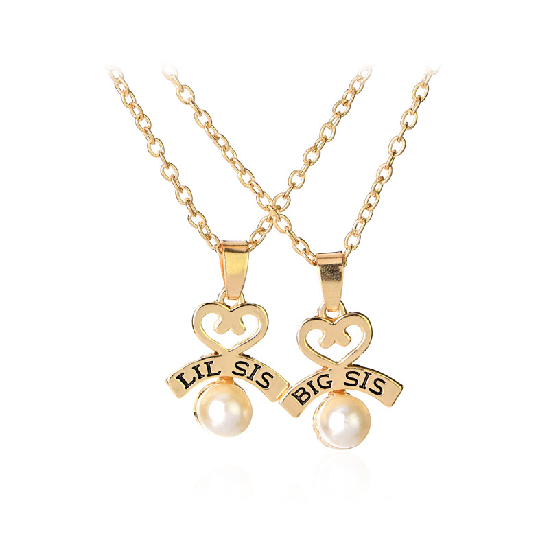 Hot Letters Lil Big Sister Good Sister Love Pearl Necklace Yiwu Nihaojewelry Wholesale display picture 8