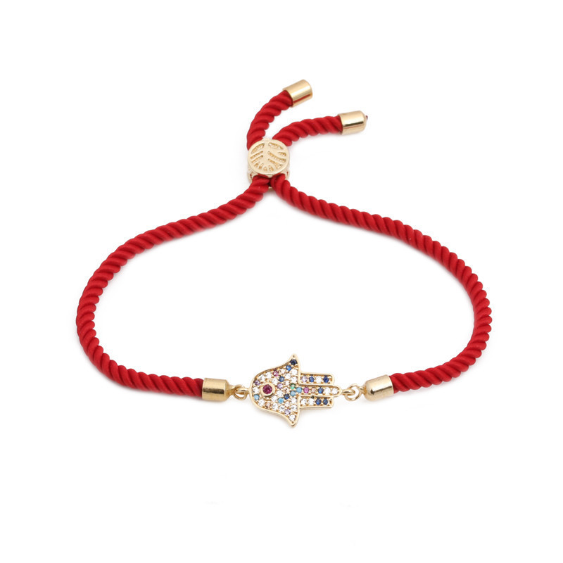 Foreign Trade Korean Copper Zircon Red Rope bracelet Fashion Women's Jewelry hamsa bracelet Hand of Fatima