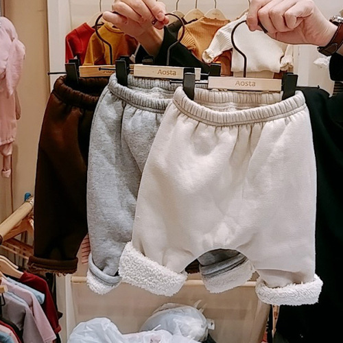 New Korean Style Winter Infant and Toddler Velvet Thickened Large PP Pants for Male and Female Babies Versatile Warm Harem Pants