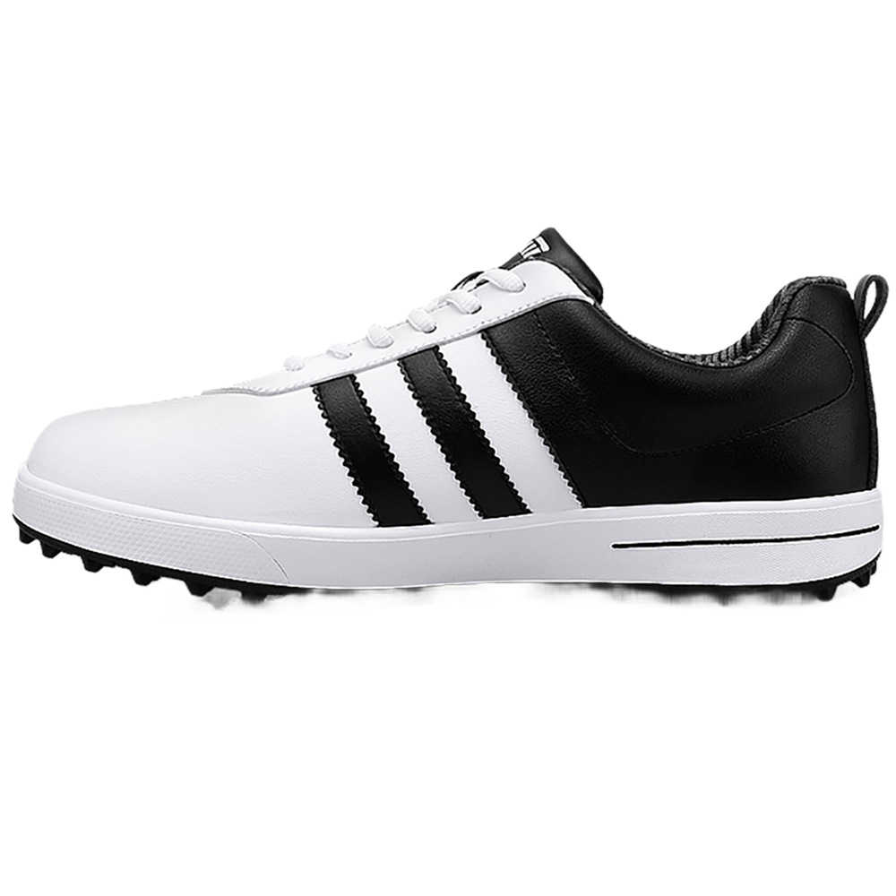 Giày golf nam chống nước không đinh thoáng khí PGM XZ089 — Trắng đen phối sọc, Trắng đen phối
