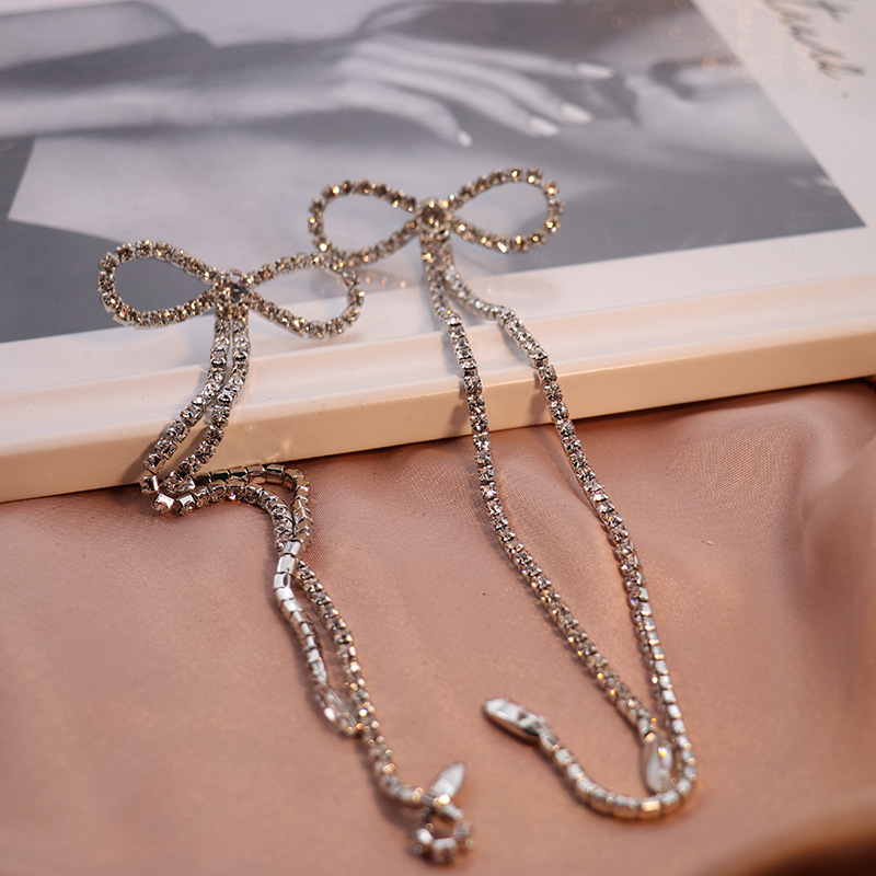 Glam Bow Knot Alloy Inlay Rhinestones Women's Drop Earrings display picture 4