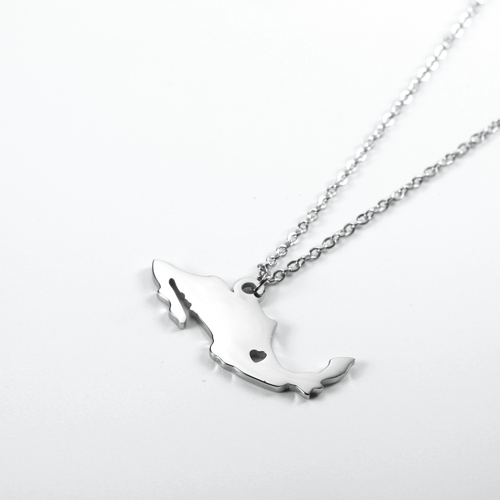 18K Gold Plating Color 1 Piece Quantity Wholesale Jewelry Fashion Map 304 Stainless Steel 18K Gold Plated Plating Stainless Steel Necklaces