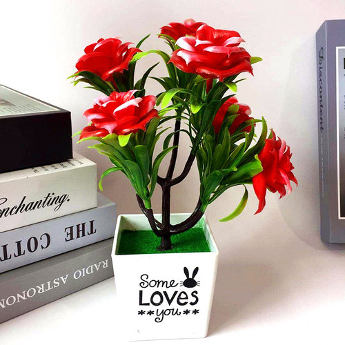 Home decoration ornaments simulated plants 7 roses bonsai potted plants factory low price direct selling fake flowers
