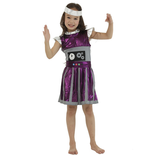 purple alien Halloween party cosplay dress cute robot family groups play a stage performance clothing