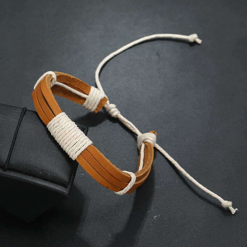 New vintage woven leather bracelet simple leather bracelet jewelry