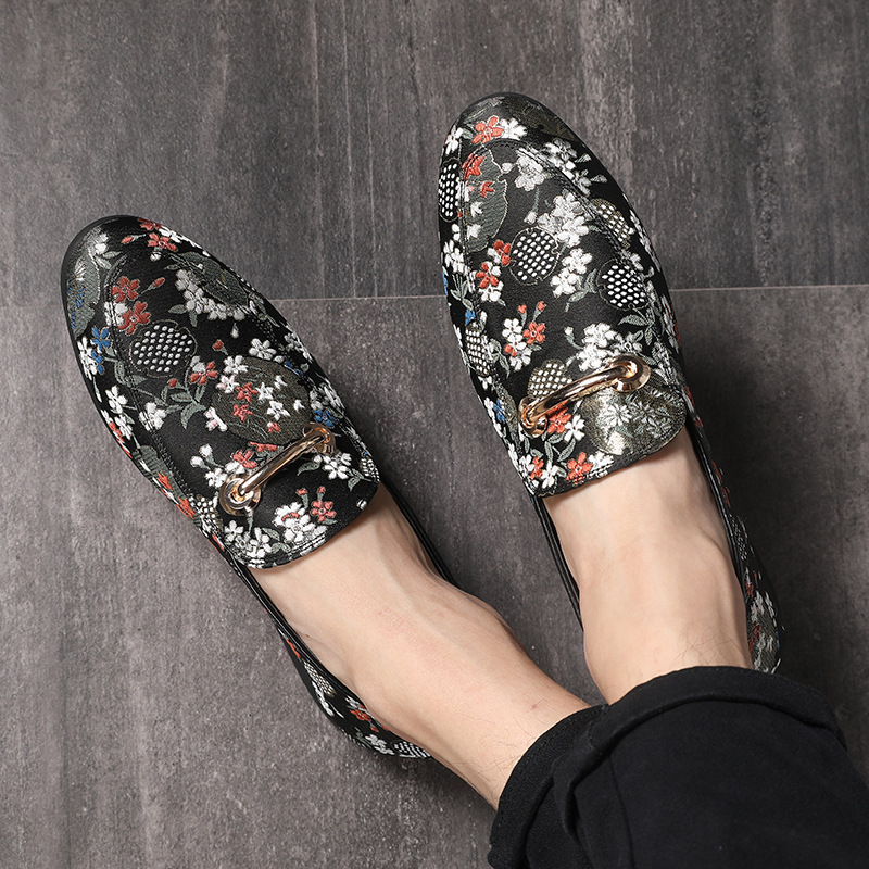 Novi modni čevlji Klasični vezeni moški čevlji s koničastim vzorcem, enojni čevlji z lenim fižonom_voghion.com