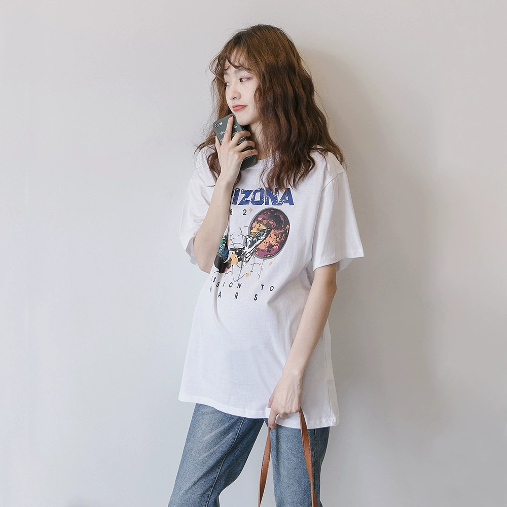 Весной и осенью Новая Одежда для беременных Корейская версия для беременных футболка с короткими рукавами куртка Свободная больших размеров прилив мама Повседневная T A поколение волос