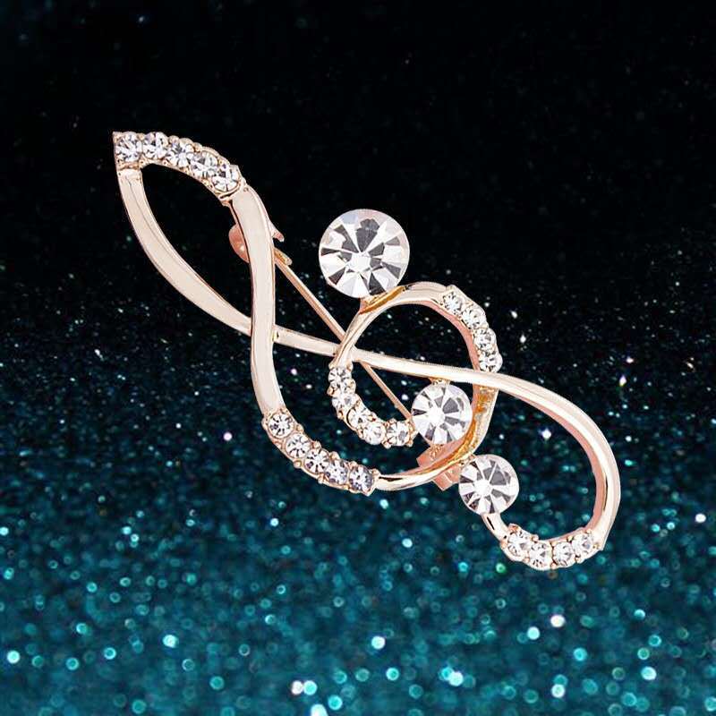 Diamond note fashion brooch corsage alloy jewelry factory direct coat sweater accessories simple pin cardigan Diamond note fashion brooch corsage alloy jewelry factory direct coat sweater accessories simple pin cardigan