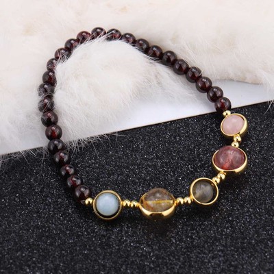 Garnet Bracelet natural Powder crystal strawberry Moonstone Net Red Hand string gemstone Hand jewelry Manufactor wholesale