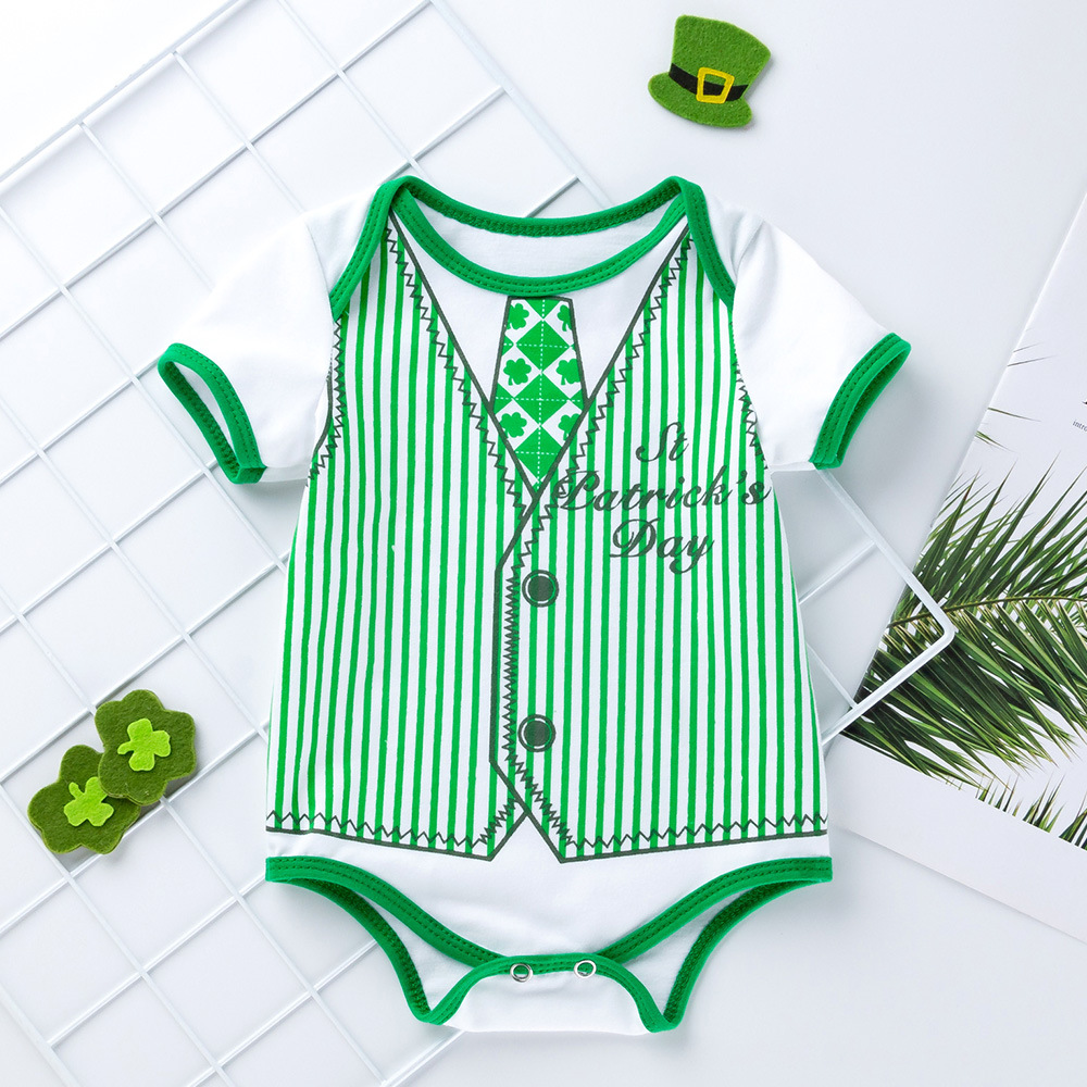 Patrick new pattern 0-2 baby pure cotton printing white Short sleeved Romper Climbing clothes Manufactor Direct selling