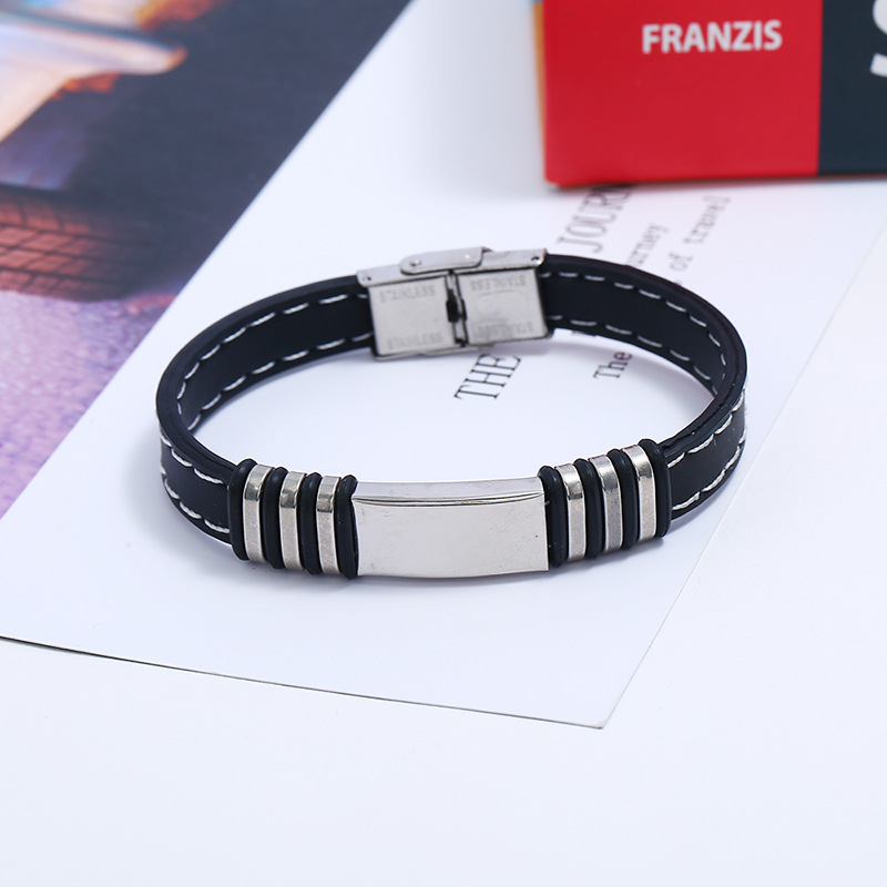 Titanium Steel Stainless Steel Bracelet Bracelet Silicone Men's Bracelet display picture 1