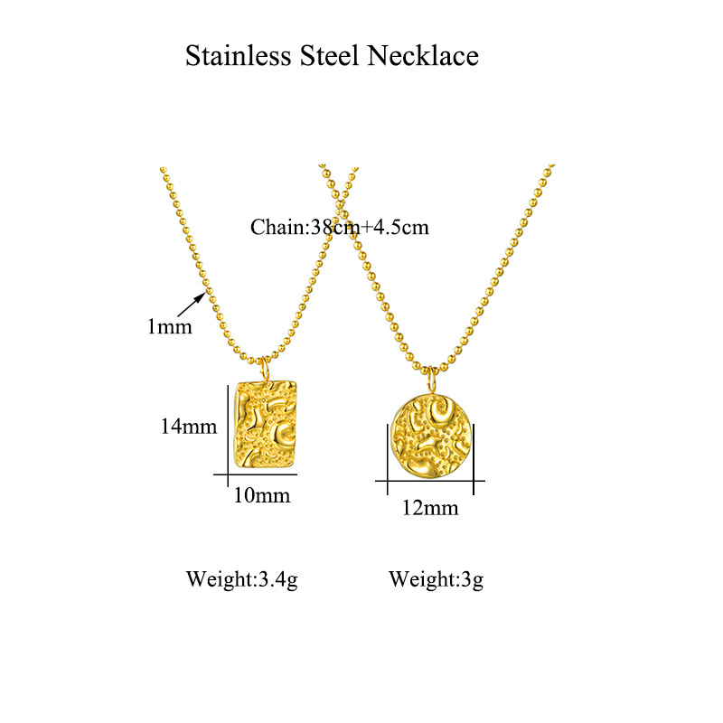 Simple And Irregular Concave Surface Ring Tag Female Necklace Stainless Steel Chain display picture 1