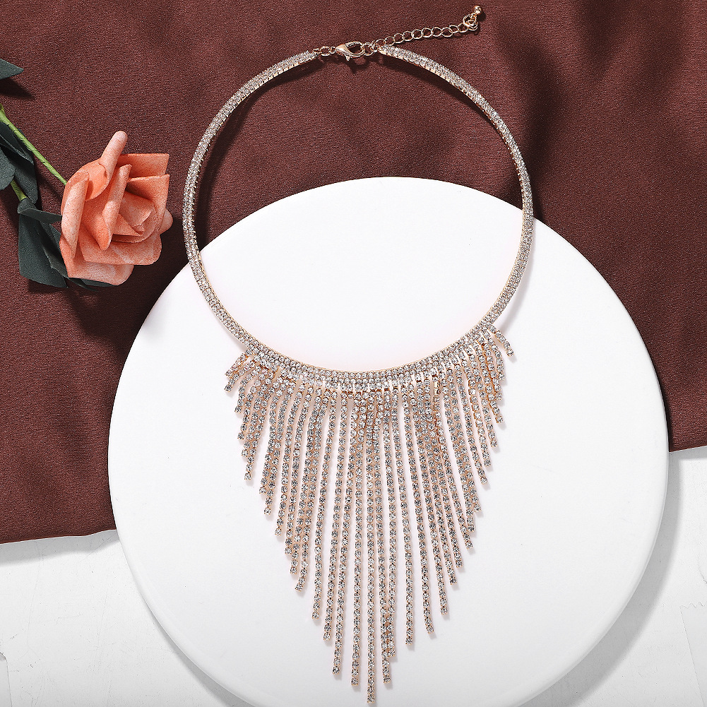 Rhinestone Necklace with Tassels