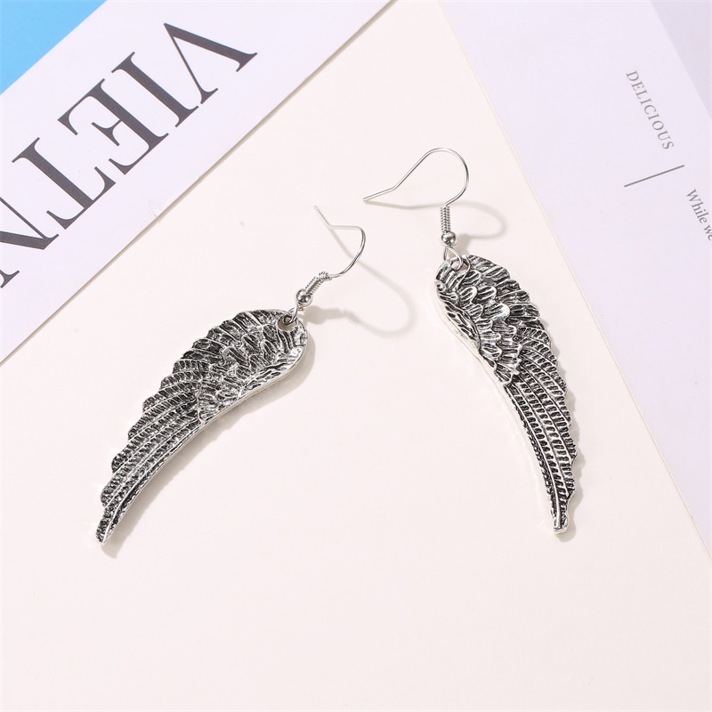 Nuevos Aretes Para Mujer Con Textura Pendientes Retro Alas Pendientes Mujer Moda Ángel Alas Tendencia Pendientes display picture 5