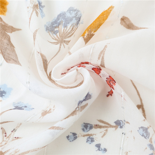Ins style original customized scarf gold ribbon sequin scarf shawl women's autumn and winter new smudged cotton and linen scarf
