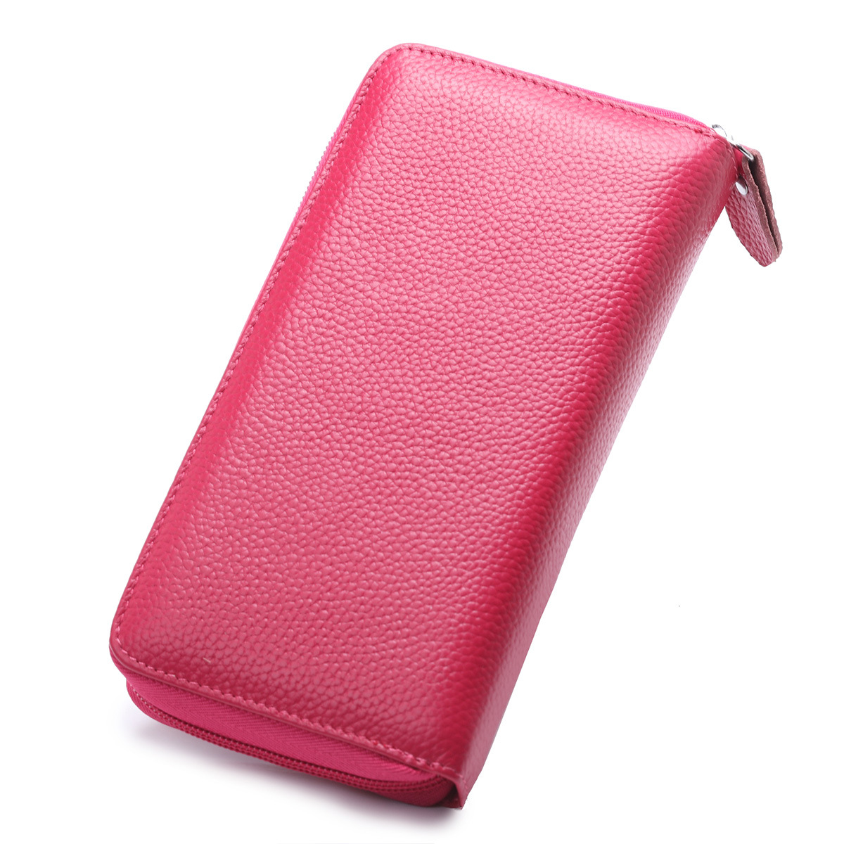 165g Weight Polyester Lining Material Zipper Closure Type Business, Travel Occasion Leather Material Solid Color Pattern Unisex Gender Fashion Style Square Shape Coffee, Pink, Purple, Red, Blue, Black Color Anti-rfid Creative Men's And Women's Leather Long Wallets Multi-function Zipper Wallet 35