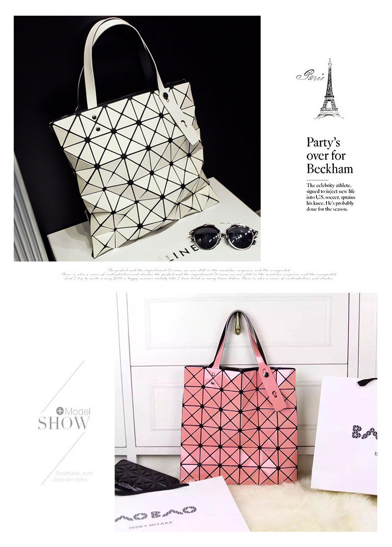 Borsa a spalla singola con griglia geometrica a diamante pieghevole a forma di diamante opaco in PU in Giappone_voghion.com