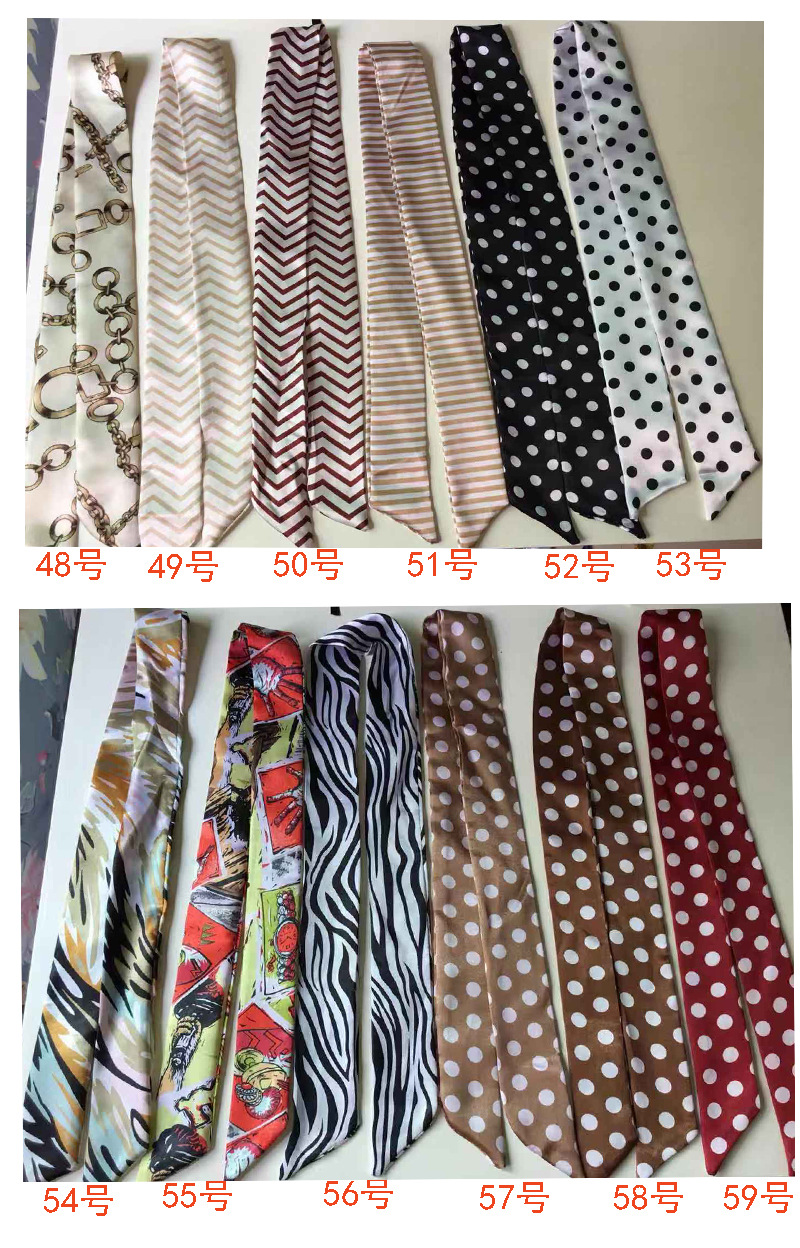 Printed and patterned twill silk scarf manufacturer wholesale accessories silk scarves handbags tied with bows silk scarves striped flowers undefined