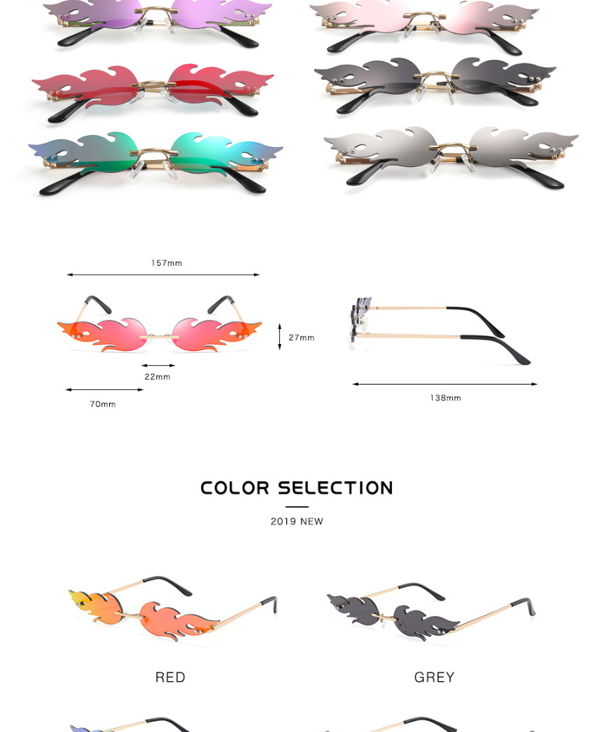 Fashion Flame Metal Frameless Sunglasses Wholesale display picture 11