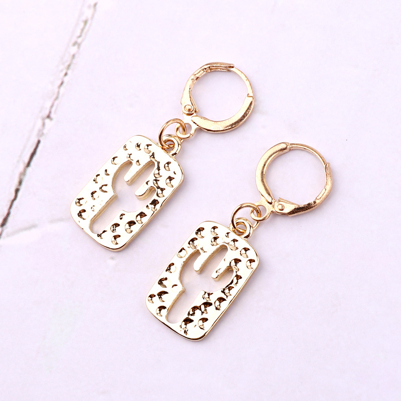 Fashion Hollow Cactus Rectangular Pendant Earring display picture 5