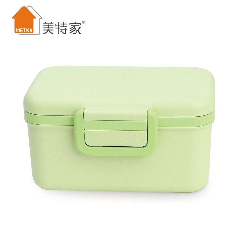 美特家厂家竹纤维双层饭盒日式便当盒学生上班族双层创意饭盒