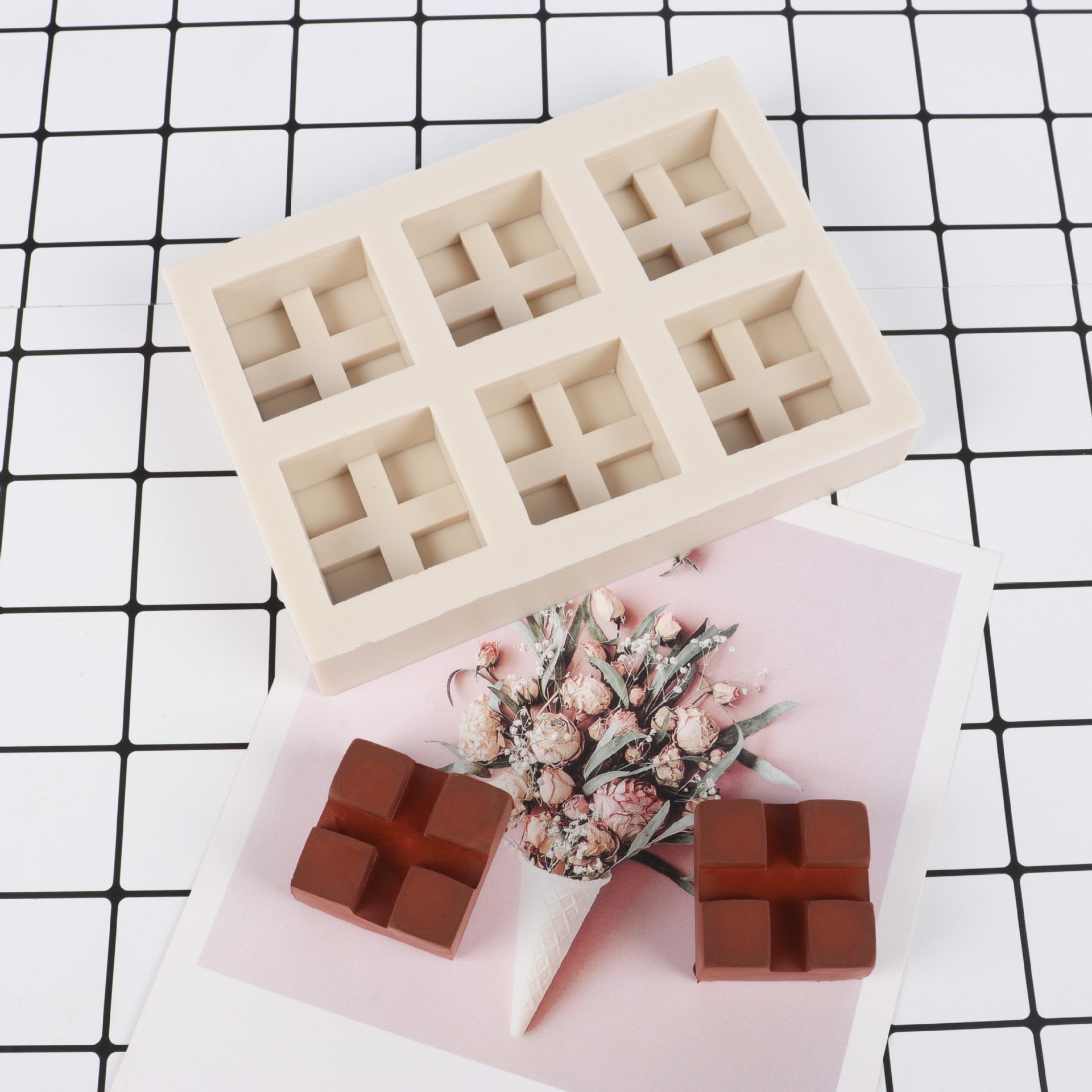 Azúcar marrón molde de silicona molde cuadrado de la torta resistente a altas temperaturas caramelo de azúcar marrón yogur azúcar menta jengibre herramienta para hornear dulces