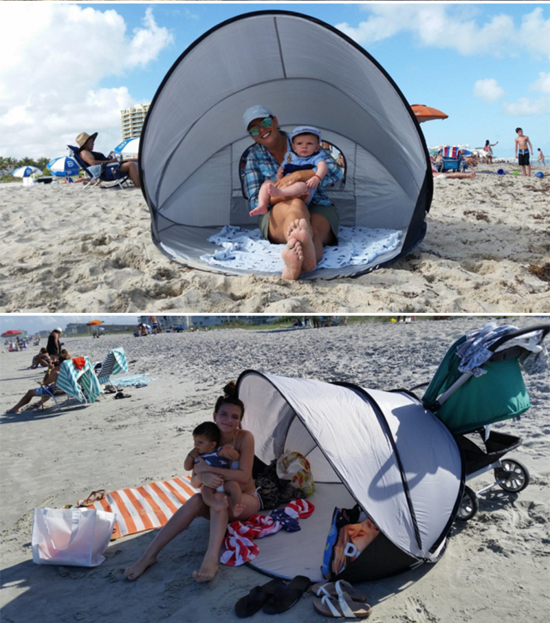 Seaside Holiday Beach Tent Sunscreen and Sunshade Fully Automatic Quick Open Outdoor Foldable Fishing Double Tent