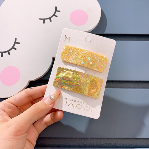 New laser sequin fluorescent color square children's BB clip Liuhai clip hair accessories headwear