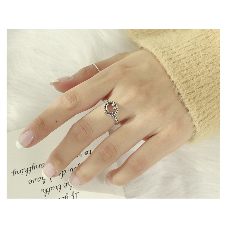 Personalized Hollow Smiley Ring Parallel Letters Open Index Finger Ring Ring display picture 2