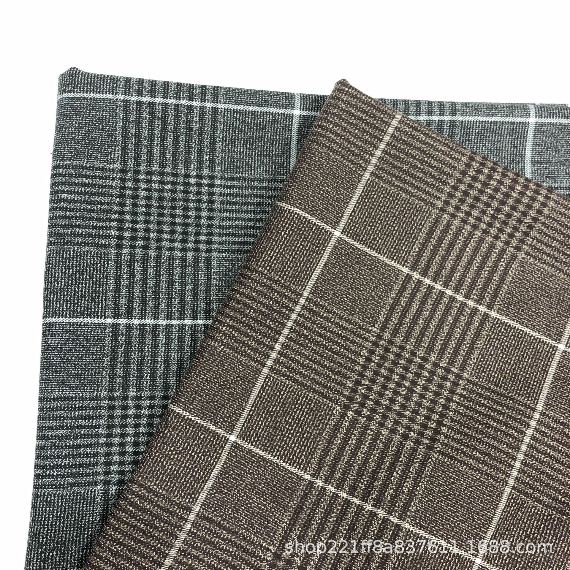 秋冬款休闲西装 风衣 时装面料 千鸟格 TR微弹力色织大格子布