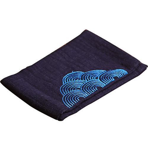 Excellent tea ceremony embroidered hemp tea towel Japanese style fabric thickened absorbent tea cloth Zen Kung Fu tea set towel rag