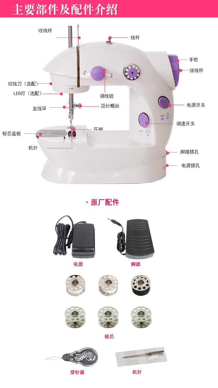 跨境直供迷你202家用微型跨境英文供应印尼印度越南电家用绗缝机详情3